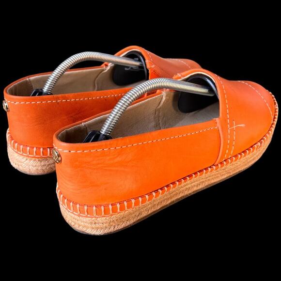 a.M Women's Size 9 Orange Leather Espadrilles Flats Mexico Comfort Casual - Picture 6 of 14